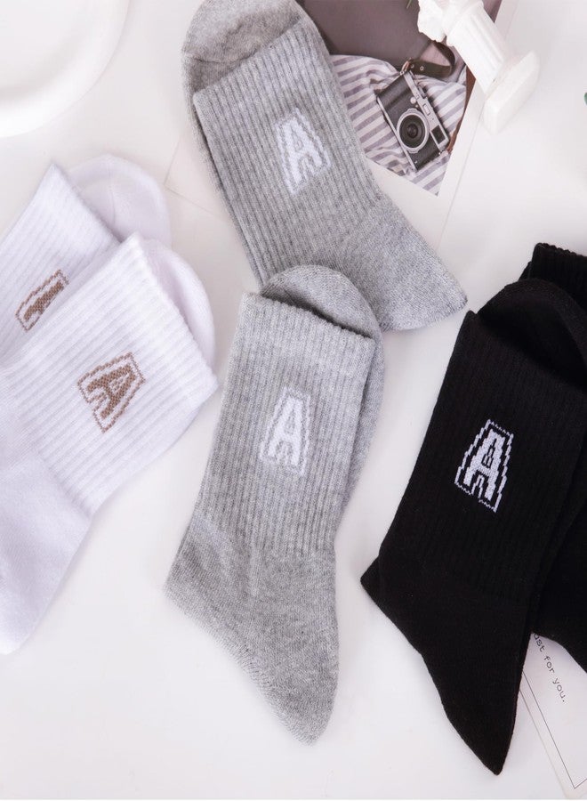 ANT21T Antrop Athletic Crew Socks, 4 Pairs, Letter Print, Quarter Length (US, Numeric, 9, 11, Regular, Regular, WHITE) - Image 3